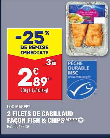 loc marée 2 filets de cabillaud façon fish & chips