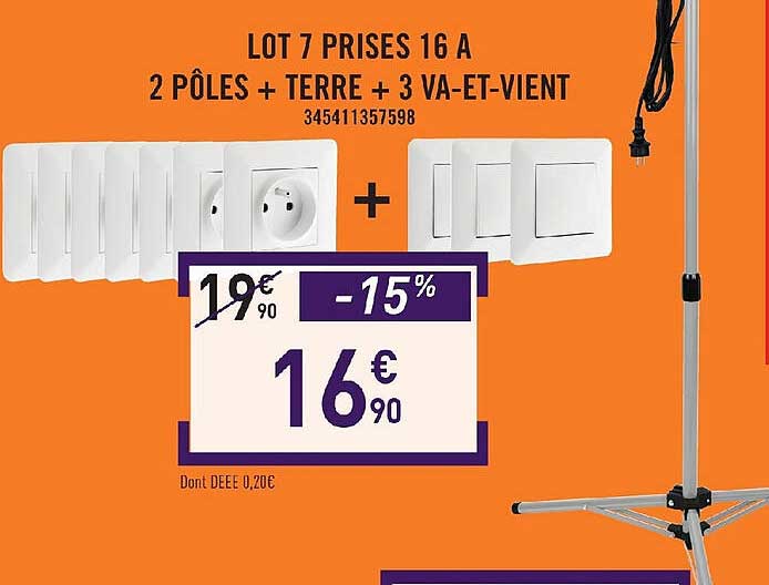 lot 7 prises 16 a 2 pôles + terre + 3 va-et-vient
