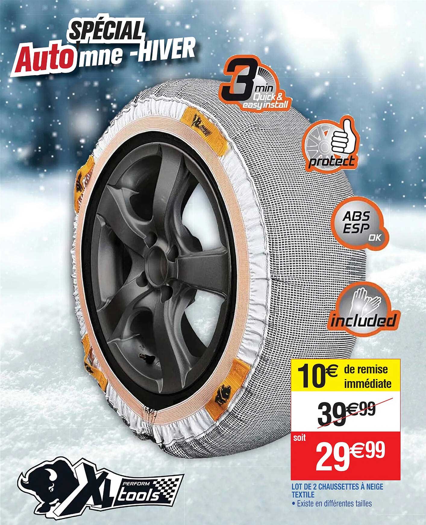 lot de 2 chaussettes à neiges textile