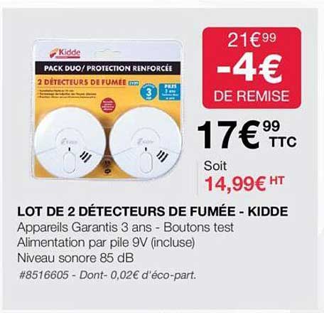 lot de 2 détecteurs de fumée - kidde