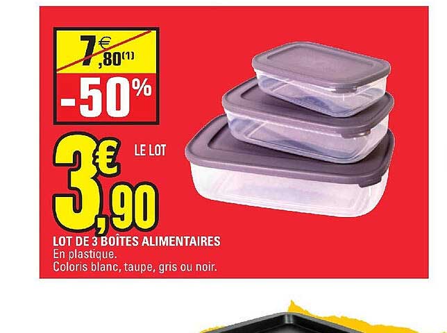 lot de 3 boîtes alimentaires