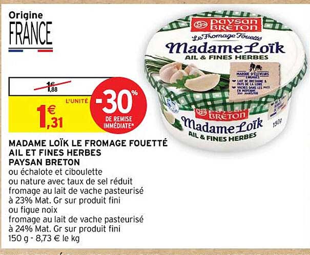 Madame Loïk Le Fromage Fouetté Ail Et Fines Herbes Paysan Breton