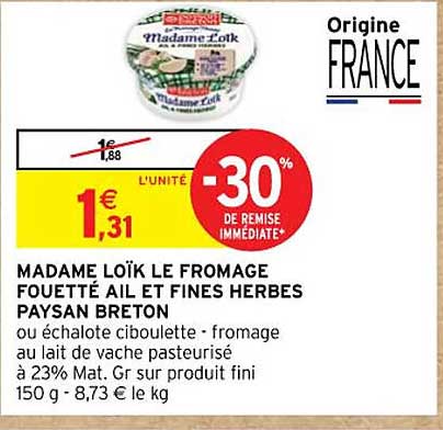 madame loïk le fromage fouetté ail et fines herbes paysan breton