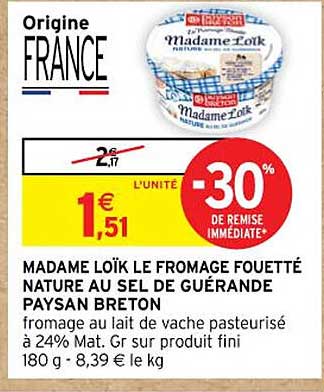 madame loïk le fromage fouetté nature au sel de guérande paysan breton