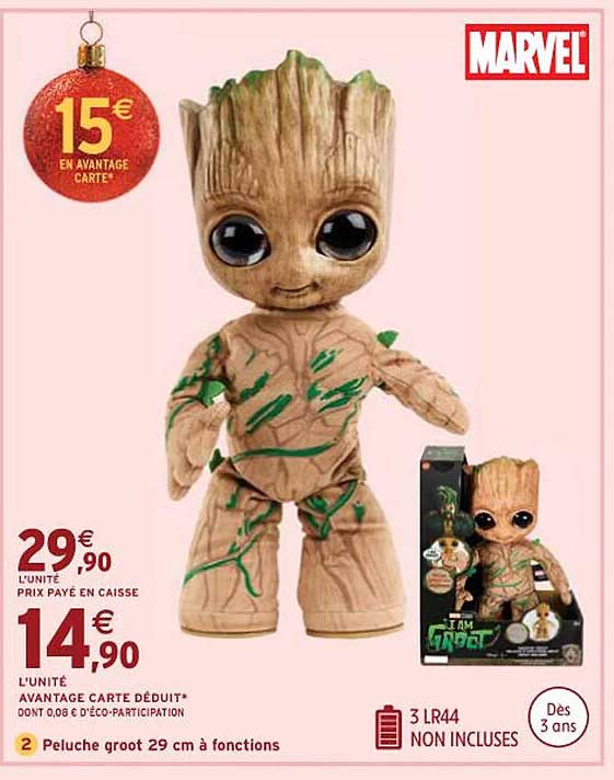 marvel peluche groot 29 cm à fonctions