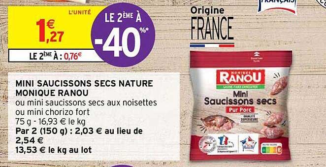 mini saucissons secs nature monique ranou