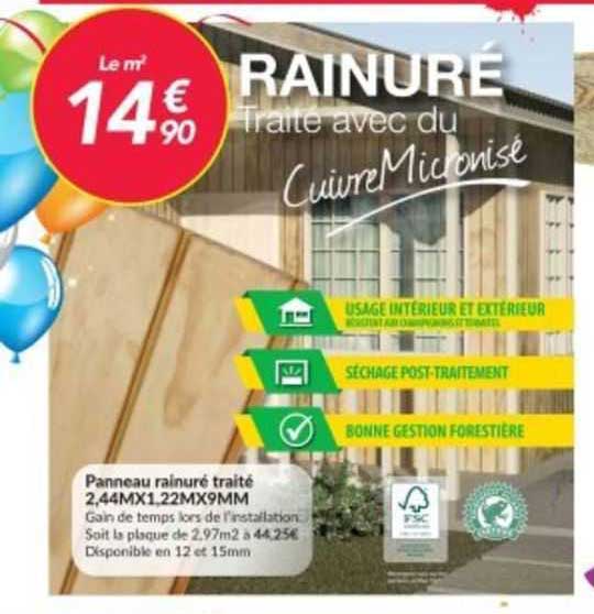 panneau rainuré traité