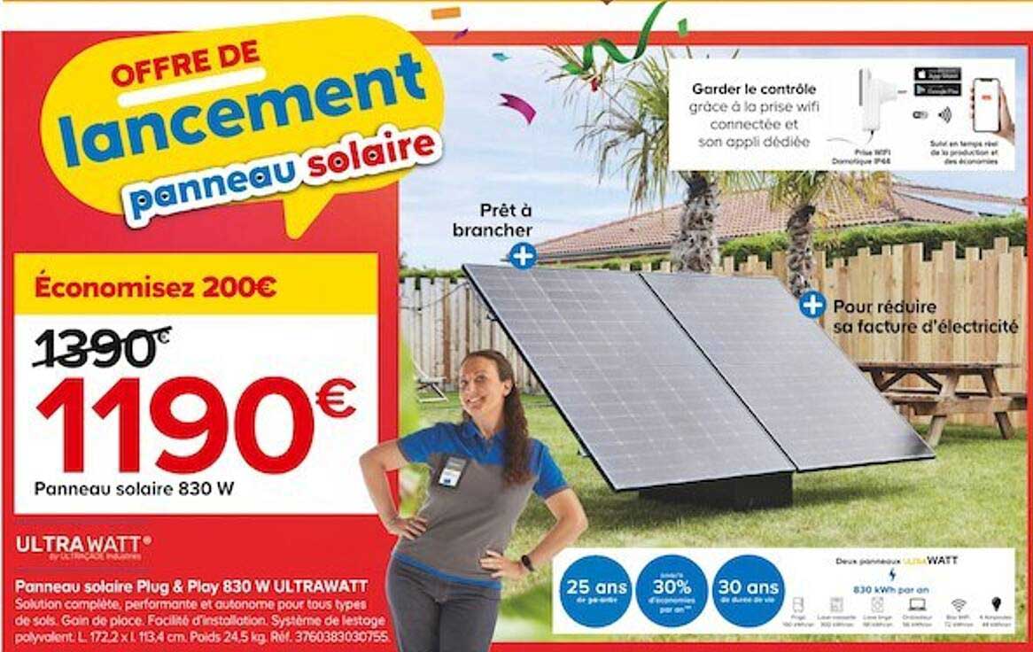 panneau solaire plug & play 830 w ultrawatt