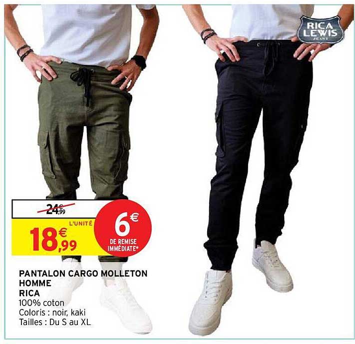 pantalon cargo  molleton homme rica