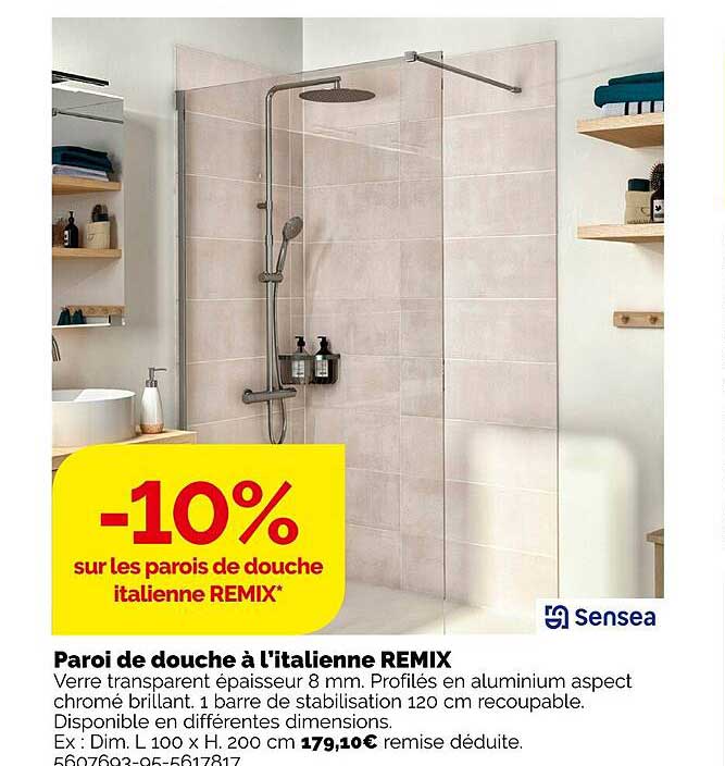 paroi de douche à l'italienne remix