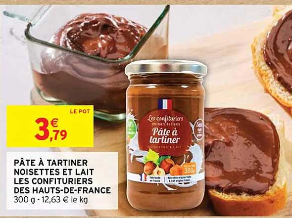 pâte à tartiner noisettes et lait les confituriers des hauts-de-france