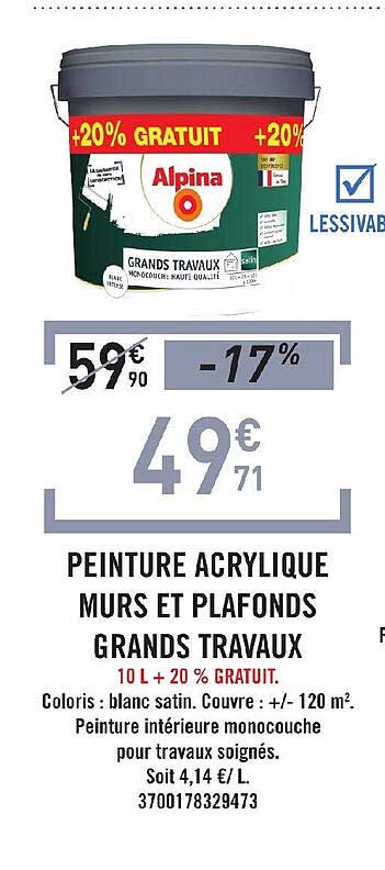 peinture acrylique murs et plafonds grands travaux