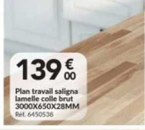 Plan Travail Saligna Lamelle Colle Brut