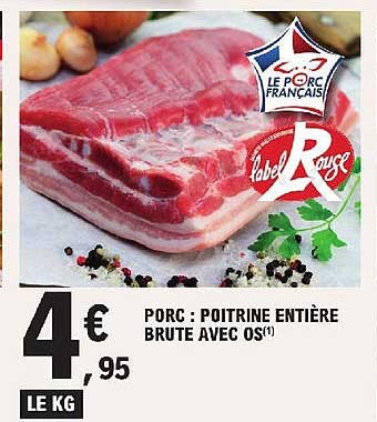 porc : poitrine entière brute avec os