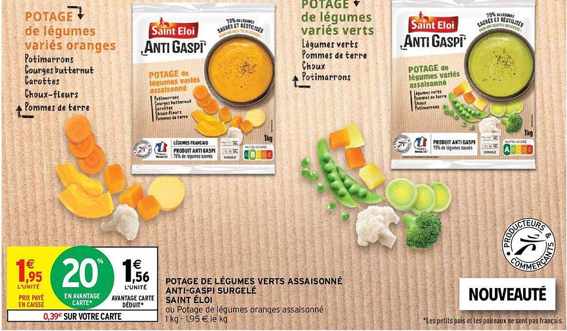 potage de légumes verts assaisonné anti-gaspi surgelé saint éloi
