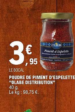 poudre de piment d'espelette "olabe distribution"