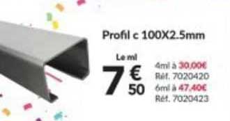 profil c 100x2.5mm