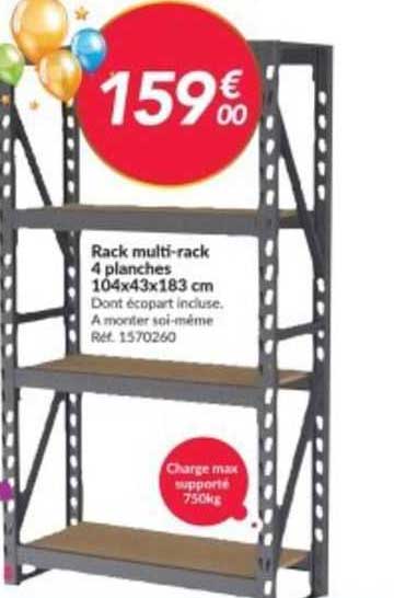 rack multi-rack 4 planches 104x43x183 cm