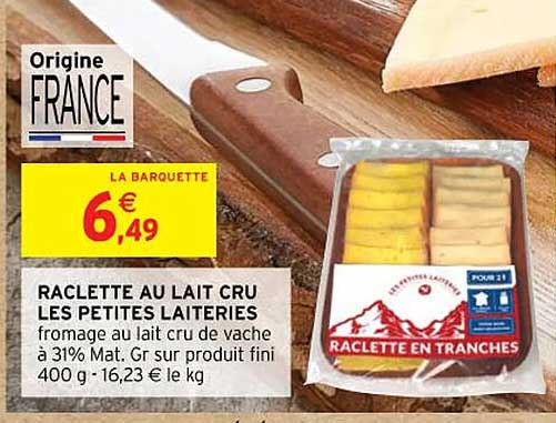 raclette au lait  cru  les petites laiteries