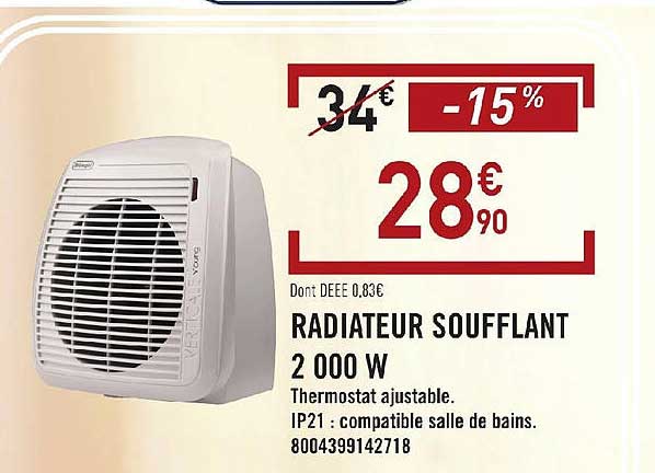 Radiateur Soufflant 2000 W