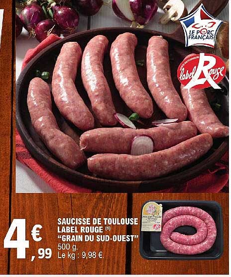 saucisse de toulouse label rouge "grain du sud-ouest"