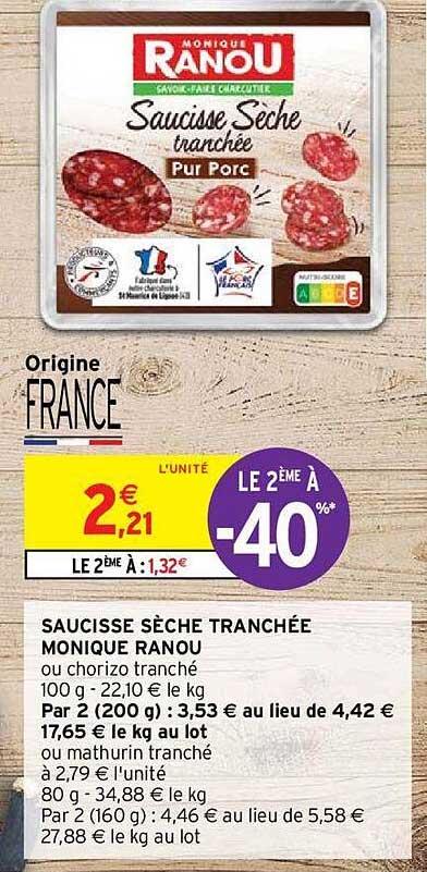 saucisse sèche tranchée monique ranou