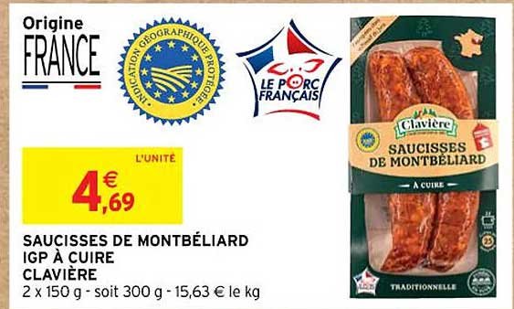 Saucisses De Montbéliard Igp à Cuire Clavière