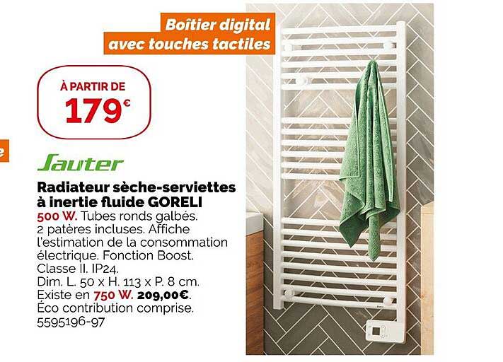sauter radiateur sèche-serviettes à inertie fluide goreli