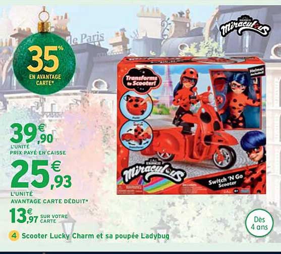 scooter  lucky charm et sa poupée ladybug