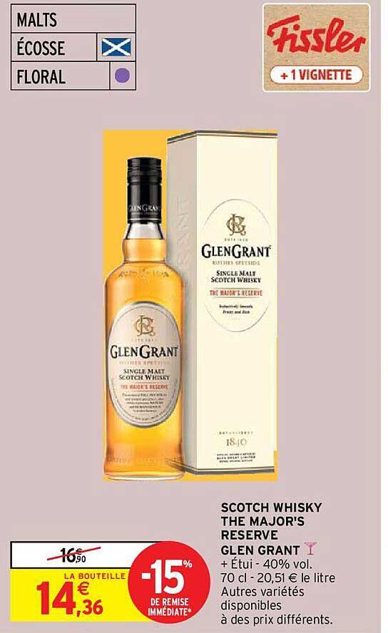 scotch whisky thé major's reserve glen grant fissler