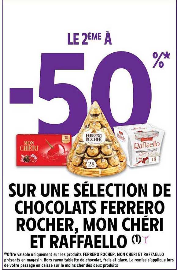 sélection de chocolats ferrero rocher, mon chéri et raffaello