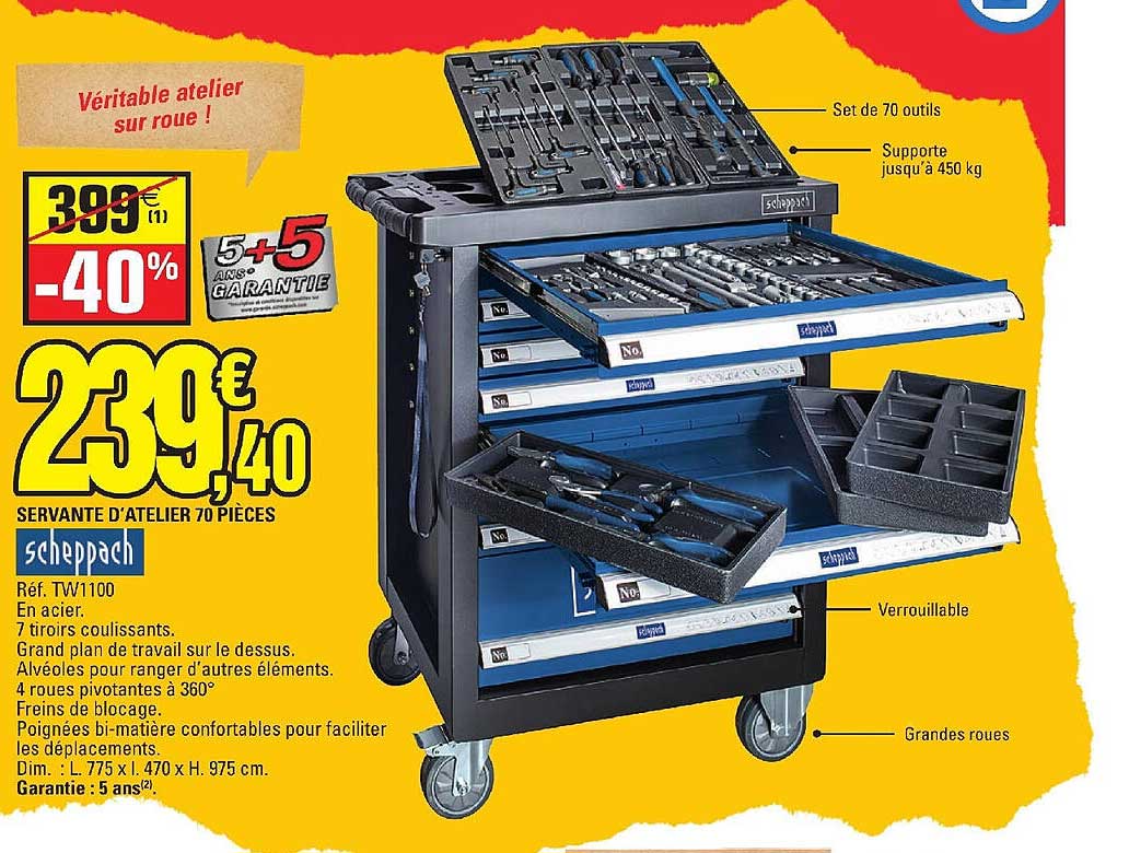 servante d'atelier 70 pièces scheppach