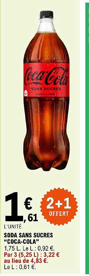 soda sans sucres "coca-cola" 2+1 offert