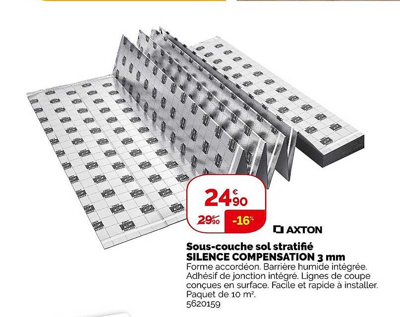 sous-couche sol stratifié silence compensation 3 mm axton