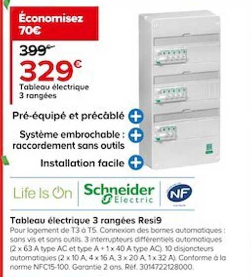 tableau électrique 3 rangées resi9 schneider electric