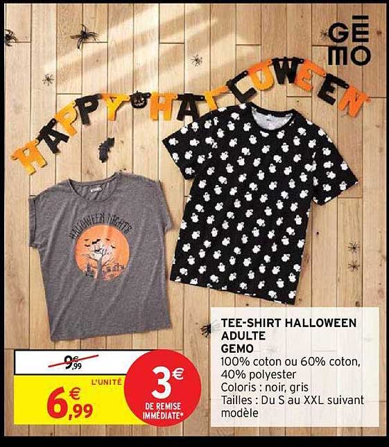 tee-shirt halloween adulte gemo