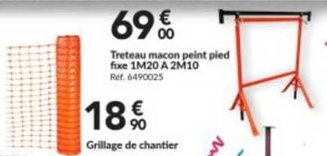 Treteau Macon Peint Pied Fixe 1m20 A 2m10