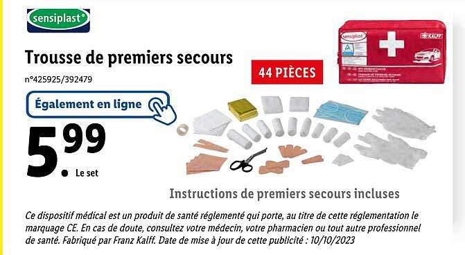 trousse de premiers secours sensiplast