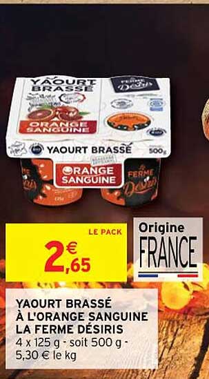 yaourt  brassé à l'orange sanguine la ferme désiris