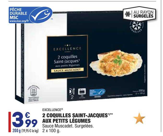 2 coquilles saint jacques aux petits légumes excellence