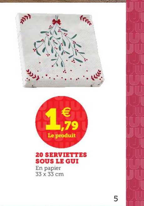 20 serviettes sous le gui
