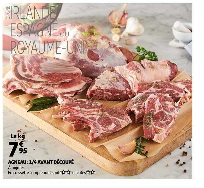agneau : 1-4 avant découpé