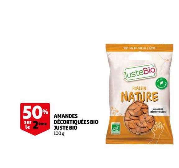 amandes décortiquées bio juste bio