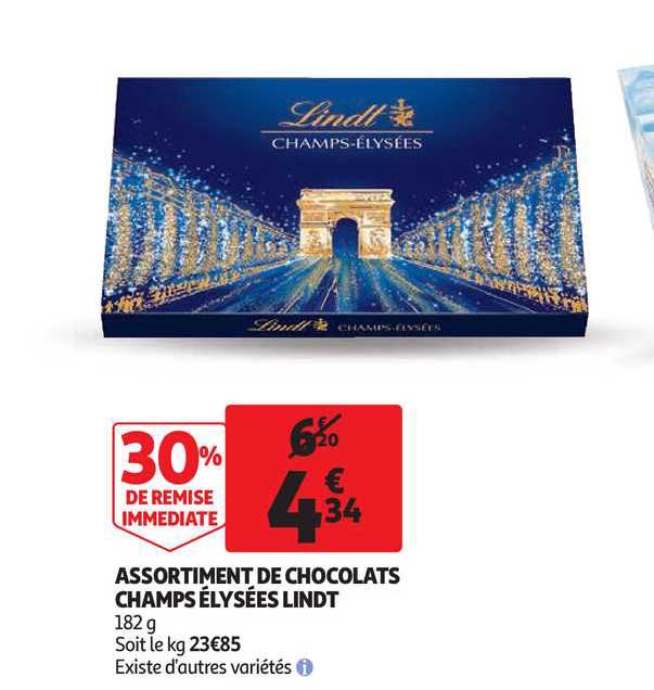 assortiment de chocolats champs élysées lindt 30% de remise immédiate