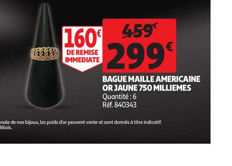 bague maille américaine or jaune 750 millièmes