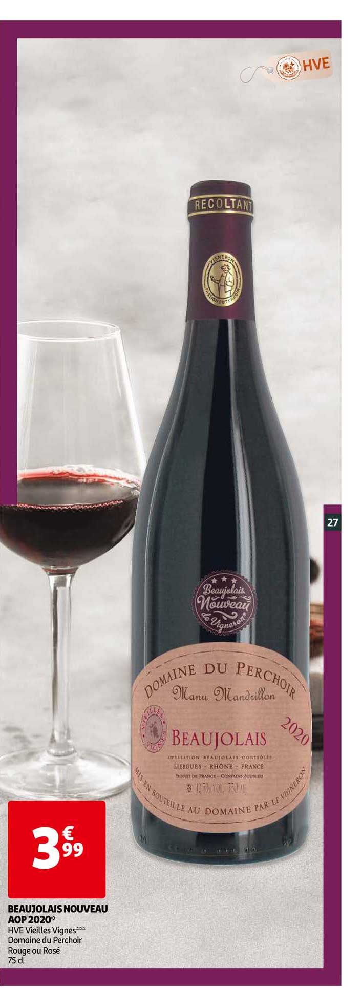 beaujolais nouveau aop 2020 domaine du perchoir