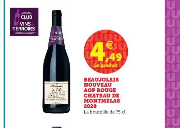 beaujolais nouveau aop rouge château de montmelas 2020