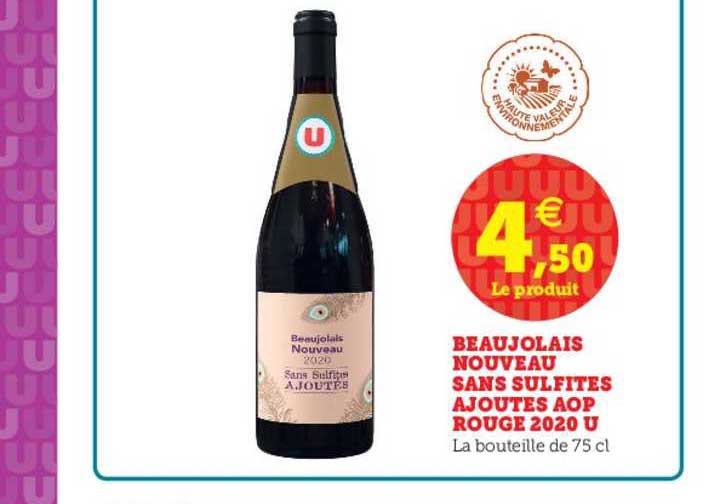 Beaujolais Nouveau Sans Sulfites Ajoutés Aop Rouge 2020 U