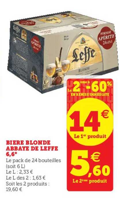Bière Blonde Abbaye De Leffe 6,6°