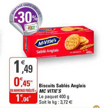 biscuits sablés anglais mc vitie's